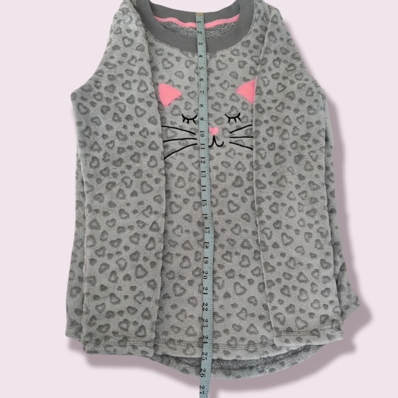 Super Soft Grey Fleece Pajama Shirt with Cat Design - Picture 6 of 8
